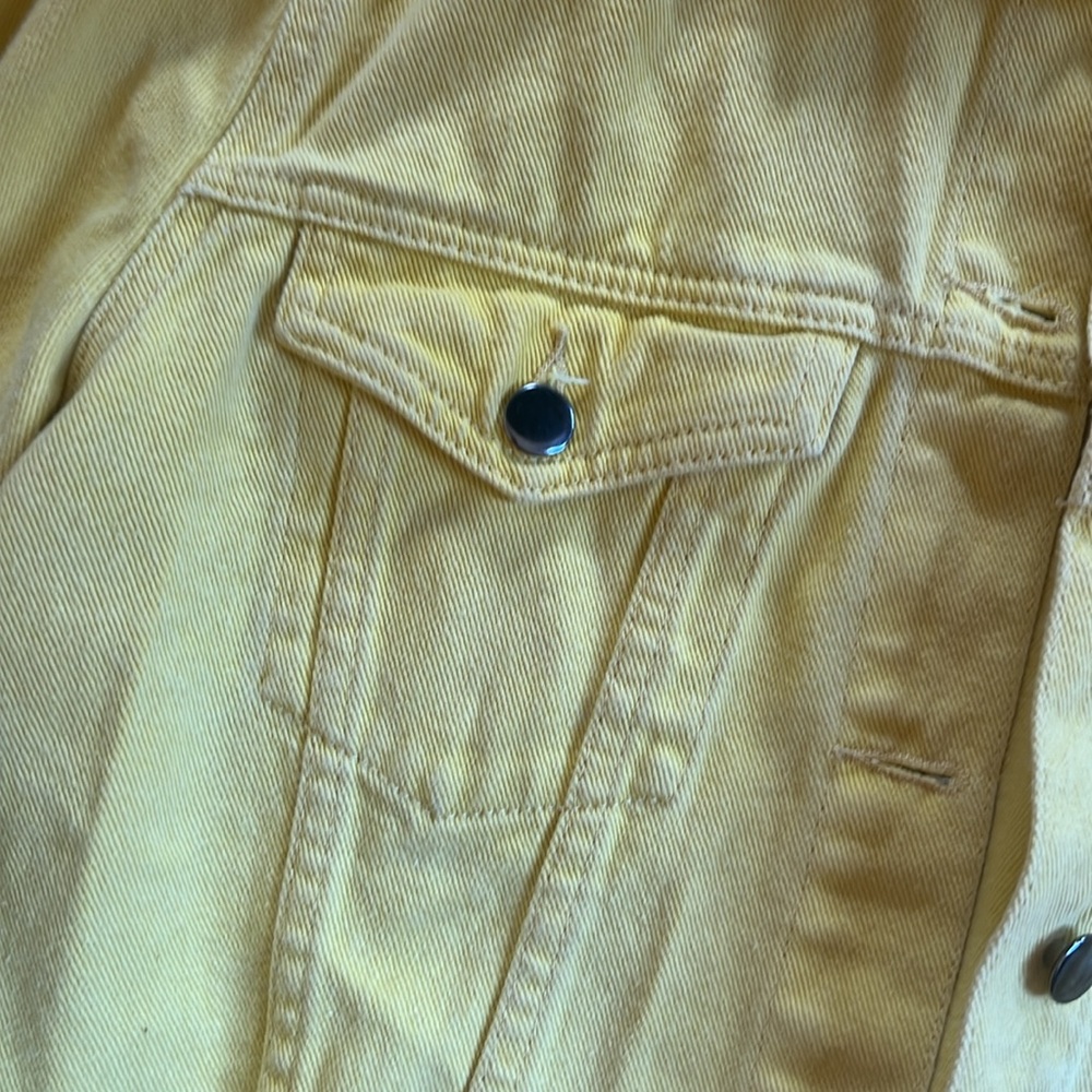 GXG Yellow cropped Jean Jacket Raw Hem Size Small - Picture 3 of 5